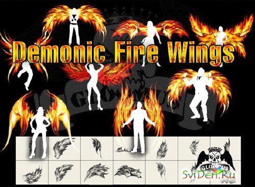 Demonic Fire Wings Photoshop Brushes