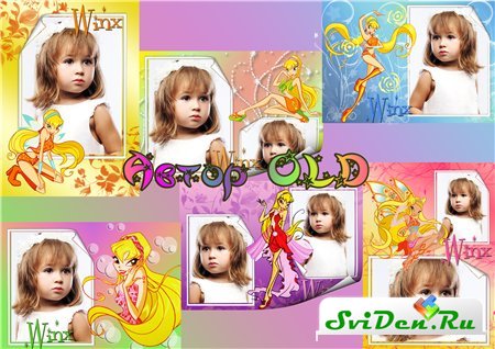 Очароваетльные детские рамочки для фотошопа в PNG и PSD форматах– Winx -  Стелла