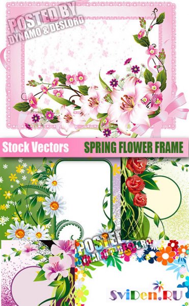 Клипарт векторный - Весна - цветочные рамочки