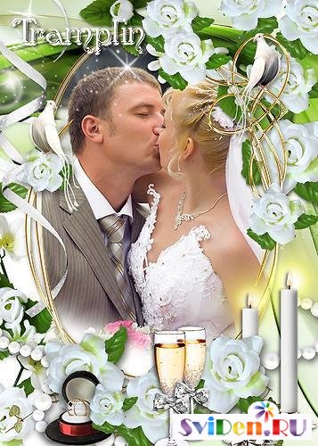 Рамка Photoshop свадебная - Белые свадебные свечи
