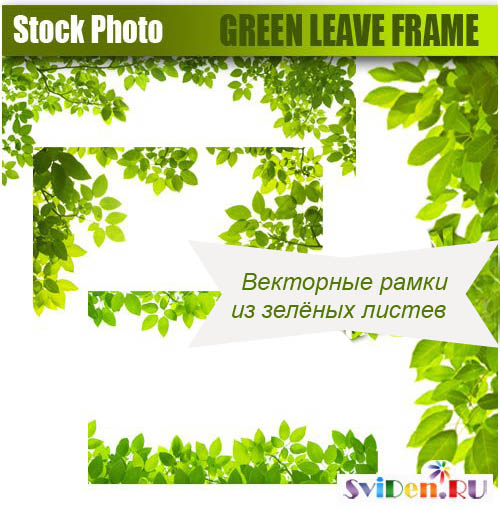 Клипарт растровый - Зелёные весенние рамки