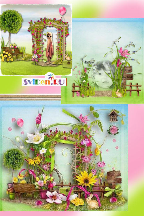 Очаровательный скрап-набор -  Летний сад скачать бесплатно