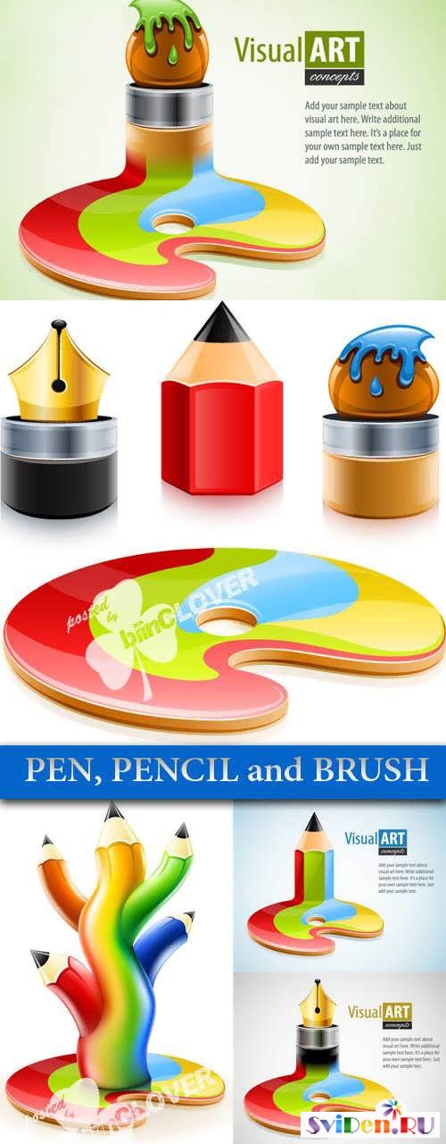 Клипарт вектор - Краски карандаш ручка