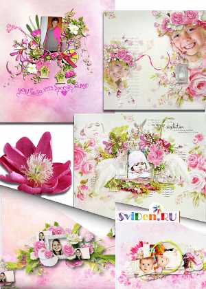 Примеры скрап-наборы - Наслаждение розовыми цветами