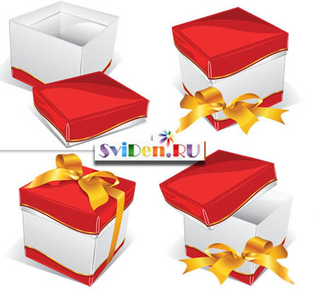 Векторный клипарт - Подарочные красно-белые коробки