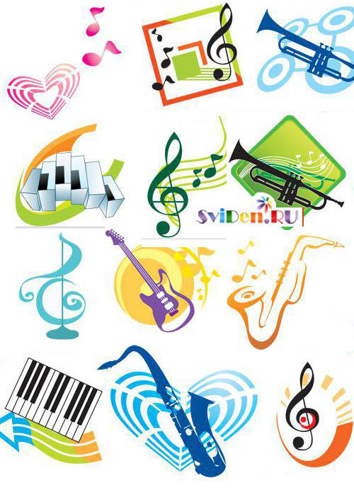 Клипарт векторный - Красочные музыкальные логотипы