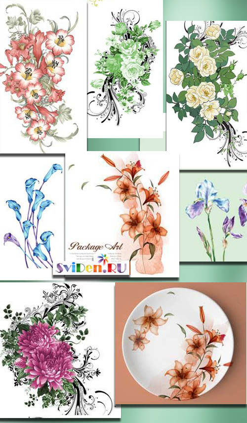 Клипарты Фотошопа - Весенняя  цветочная  коллекция