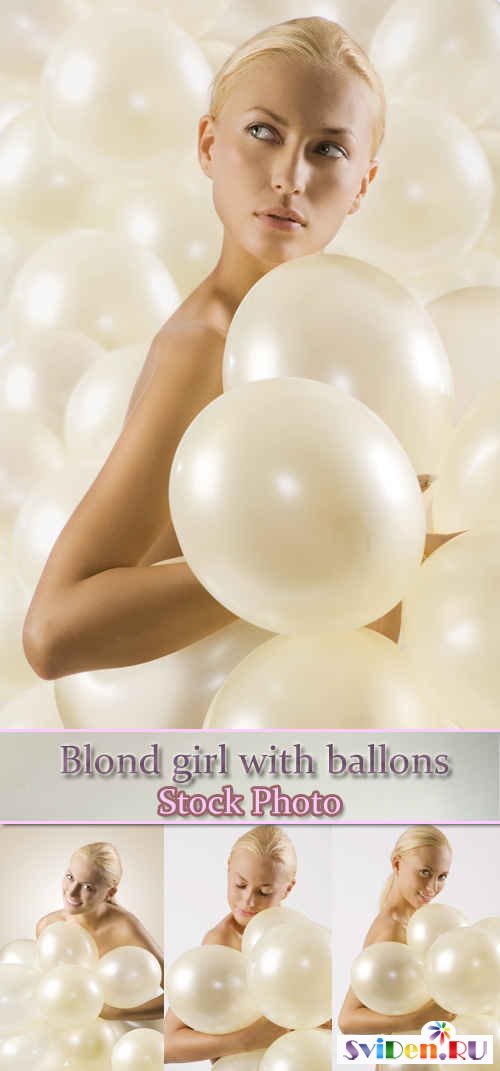 Растровый клипарт - Блондинка с воздушными шарами