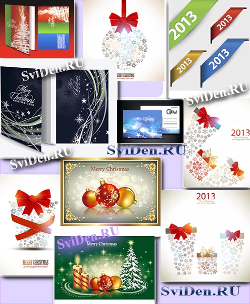 Новогодние открытки - Уникальность стилей - Векторный клипарт
