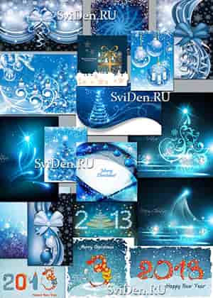 Новый год - Зимний дизайн - Blue Christmas - Векторный клипарт эксклюзив