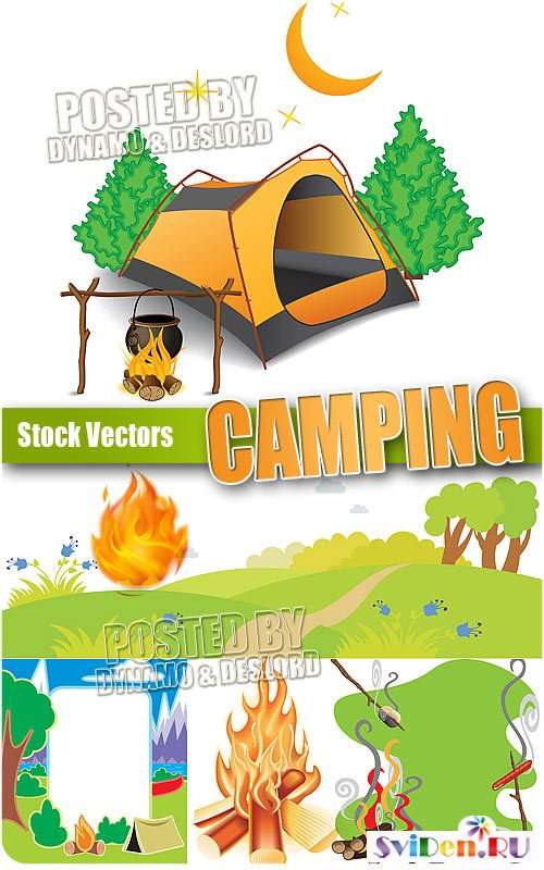 Векторный клипарт - Кемпинг летний лагерь